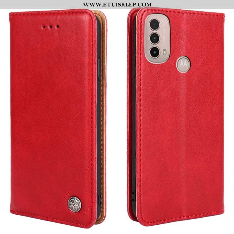 Etui Na Telefon do Moto E40 / E30 / E20 Etui Folio Stylowy Skórzany Nit